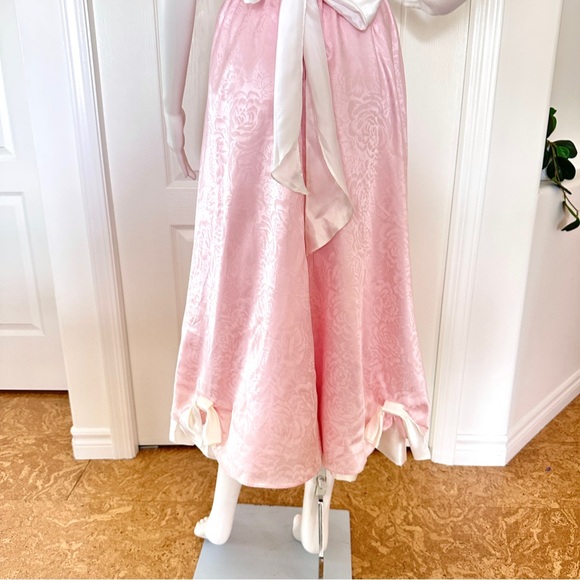 Vintage Pink Princess Puff Sleeve Floral Bridal Dress (S) - Picture 11 of 13